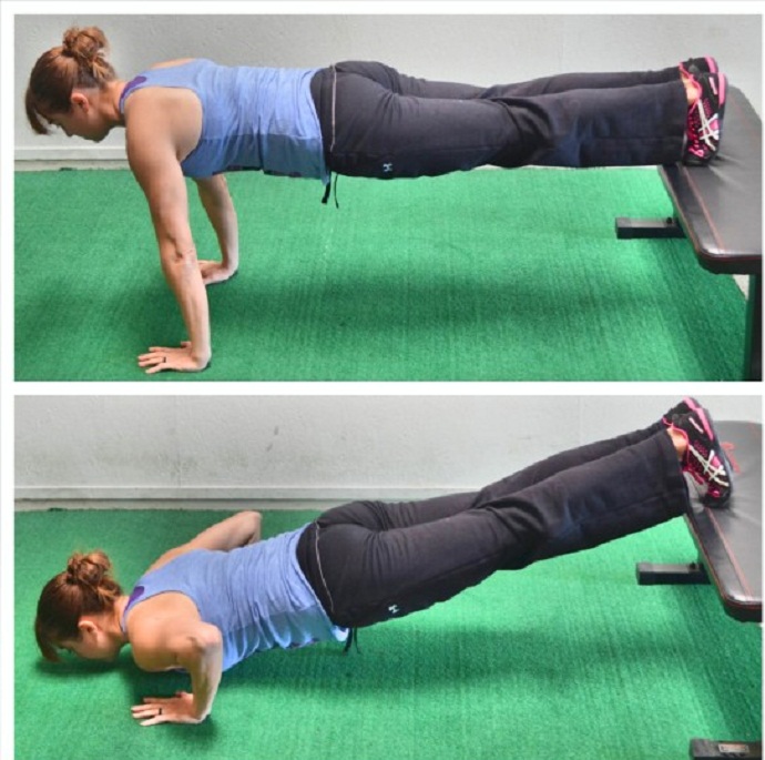 Decline Push-up Leg Lift Exercise